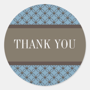 Blue Fancy Lattice Thank You Stickers