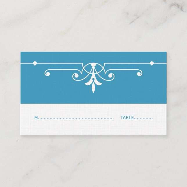 Blue Fancy Ornamental Place Card (Front)