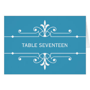 Blue Fancy Ornamental Table Number Card