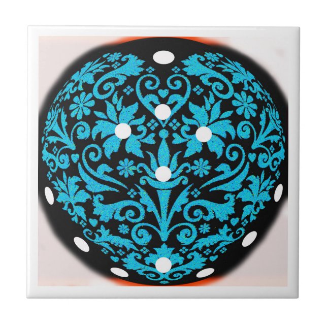 Blue fancy world art tile (Front)