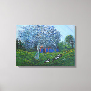 Blue Fantasy Abstract Tree Vivid Landscape Canvas Print
