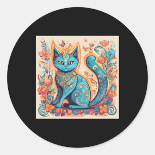 Blue Fantasy Cat Sticker