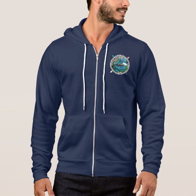Blue Fantasy Eastern Dragon Tea Time Hoodie (Front)