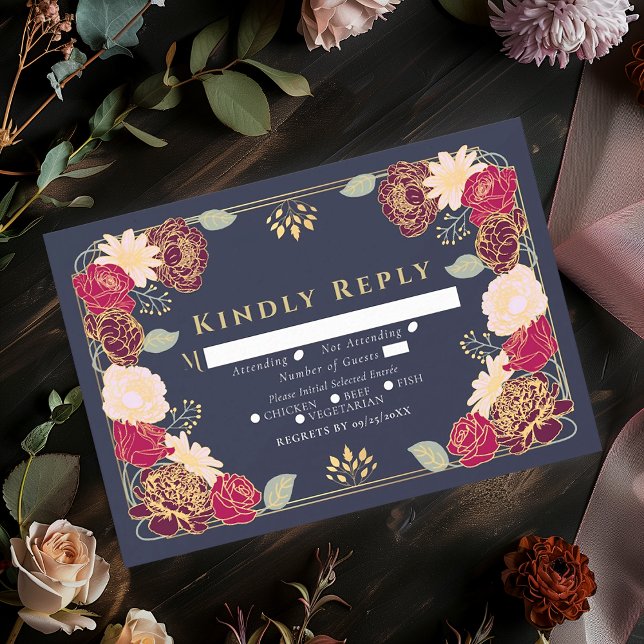 Blue Fantasy Enchanted Flower Garden Wedding RSVP (Creator Uploaded)