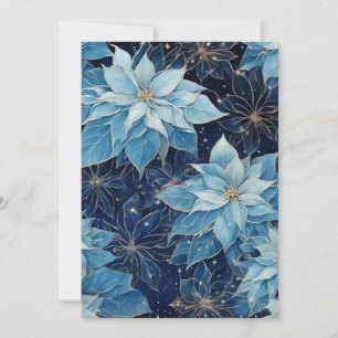 Blue Fantasy Poinsettia Invitation