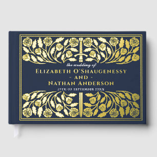 Blue Fantasy Royal Medieval Sword Wedding Guest Book