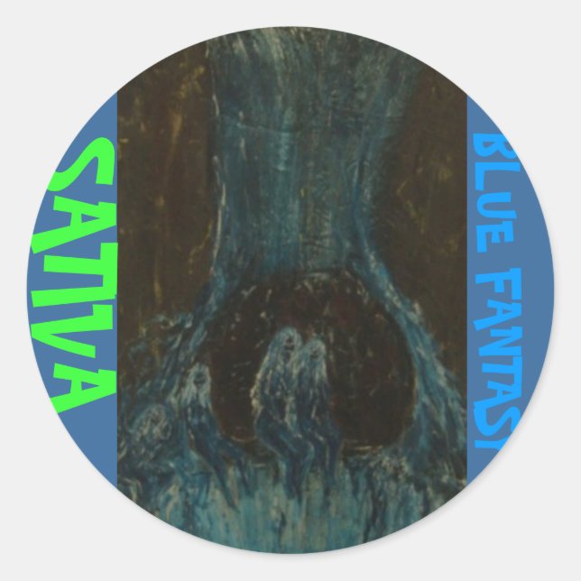 BLUE FANTASY SATIVA CLASSIC ROUND STICKER (Front)