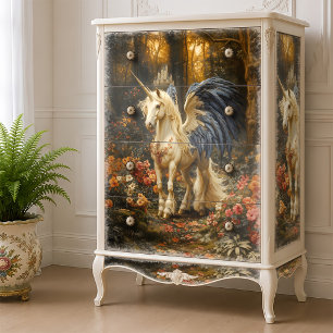 Blue Fantasy Unicorn Woodland Decoupage Tissue Paper