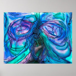 Blue Fantasy Watercolor Poster