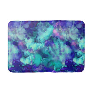 blue fantasy watercolors : bath mat