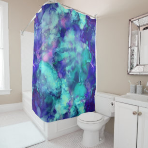blue fantasy watercolors : shower curtain