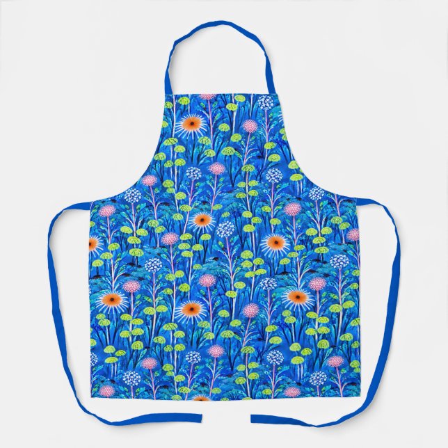 Blue Fantasy Wildflower Meadow Apron (Front)