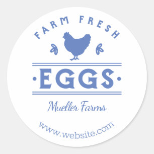 Blue Farm Fresh Eggs  Classic Round Sticker