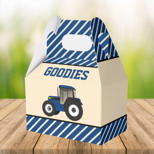 Blue Farm Tractor Kids Birthday Party Favour Box