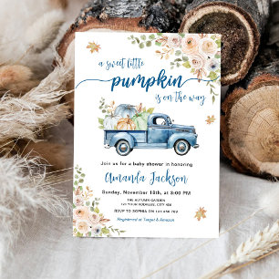 Blue Farm Truck Little Pumpkins Baby Shower Invitation