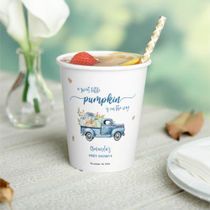 Blue Farm Truck Little Pumpkins Baby Shower Paper Cups