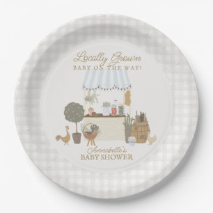 Blue Farmers Market Farm Fresh Baby Shower Paper Plate