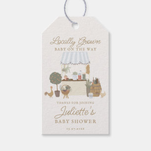 Blue Farmers Market Locally Grow Baby Shower Favou Gift Tags