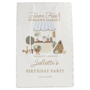 Blue Farmers Market Locally Grow Birthday Favor Medium Gift Bag