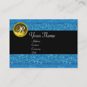 BLUE FASHION BEADS YELLOW TOPAZ GEM MONOGRAM BUSINESS CARD