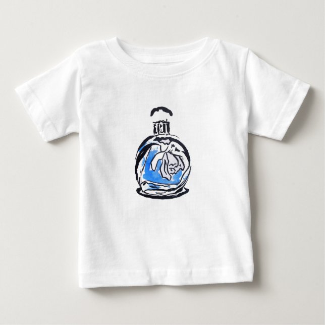 Blue fashion illustration perfume bottle baby T-Shirt (Front)