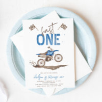 Blue Fast One Dirt Bike Invitation