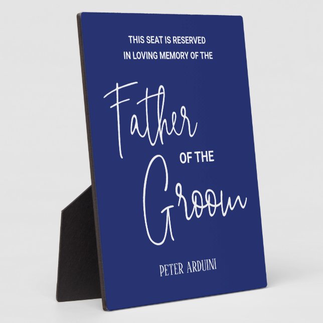Blue Father of the Groom Memorial Chair Wedding Plaque (Side)