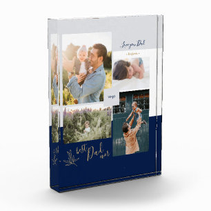 Blue Father's day gift Best Dad Ever Photo Collage Block