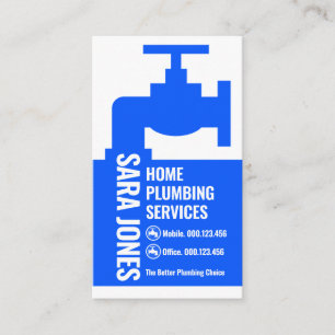 Blue Faucet Plumbing Leaking Business Card