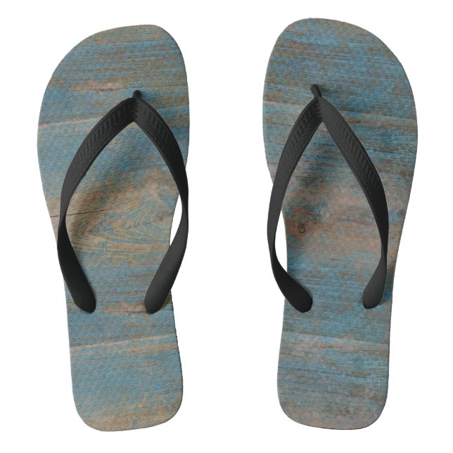 Blue Faux Beach Wood Texture Jandals (Footbed)