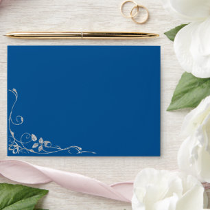 Blue Faux Diamond Heart Swirl Invitation Envelopes