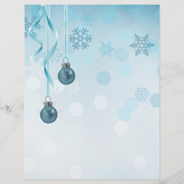 Blue Faux Glitter Christmas Ornaments (Front)