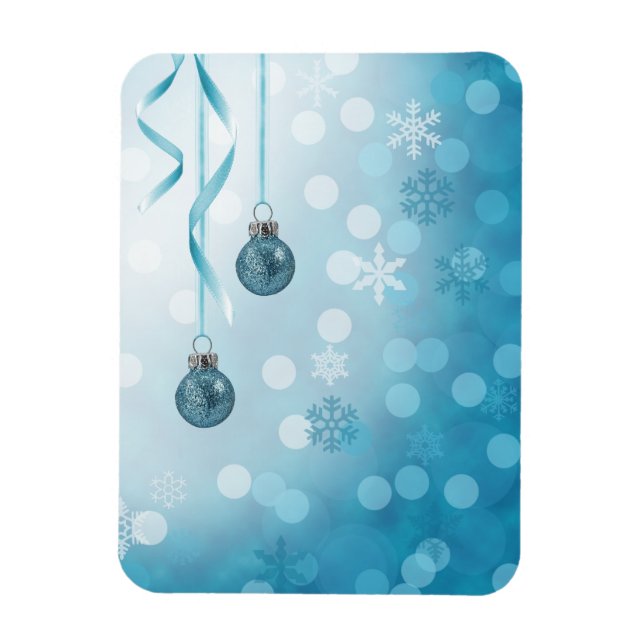 Blue Faux Glitter Christmas Ornaments Magnet (Vertical)