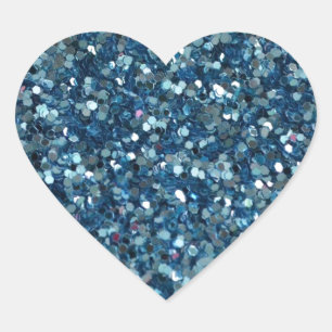 BLUE (faux) GLITTER HEART STICKERS