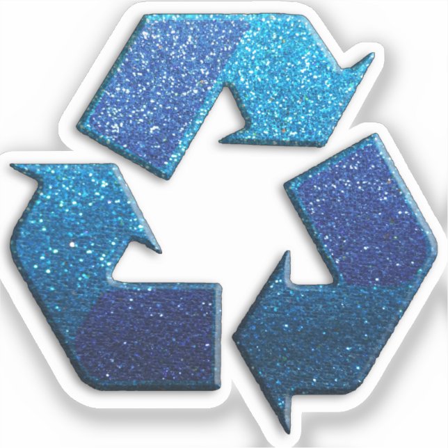 Blue Faux Glitter Recycling Symbol Climate Change  (Front)