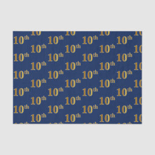 Blue, Faux Gold 10th (Tenth) Event Tissue Paper