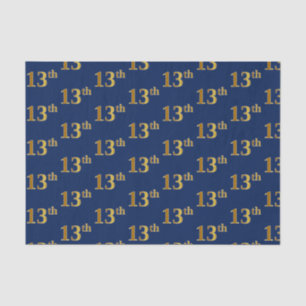 Blue, Faux Gold 13th (Thirteenth) Event Tissue Paper