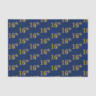 Blue, Faux Gold 16th (Sixteenth) Event Tissue Paper