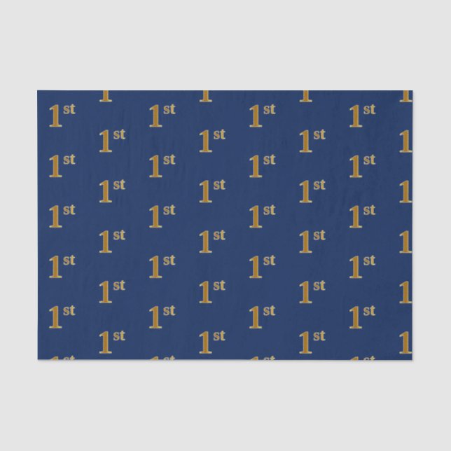 Blue, Faux Gold 1st (First) Event Tissue Paper (Front)