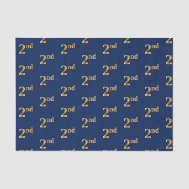 Blue, Faux Gold 2nd (Second) Event Tissue Paper (Front)