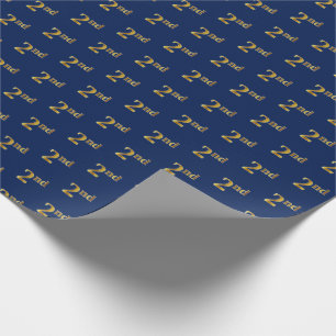 Blue, Faux Gold 2nd (Second) Event Wrapping Paper
