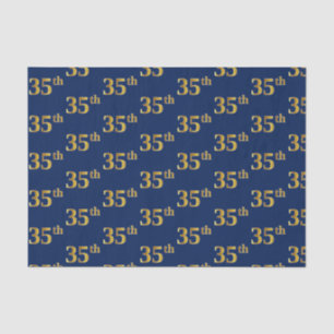 Blue, Faux Gold 35th (Thirty-Fifth) Event Tissue Paper
