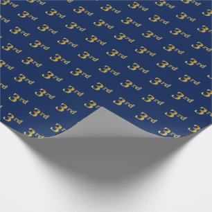 Blue, Faux Gold 3rd (Third) Event Wrapping Paper