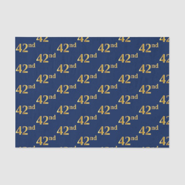 Blue, Faux Gold 42nd (Forty-Second) Event Tissue Paper (Front)