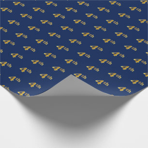 Blue, Faux Gold 4th (Fourth) Event Wrapping Paper