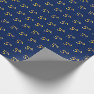 Blue, Faux Gold 5th (Fifth) Event Wrapping Paper