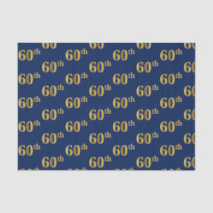 Blue, Faux Gold 60th (Sixtieth) Event Tissue Paper