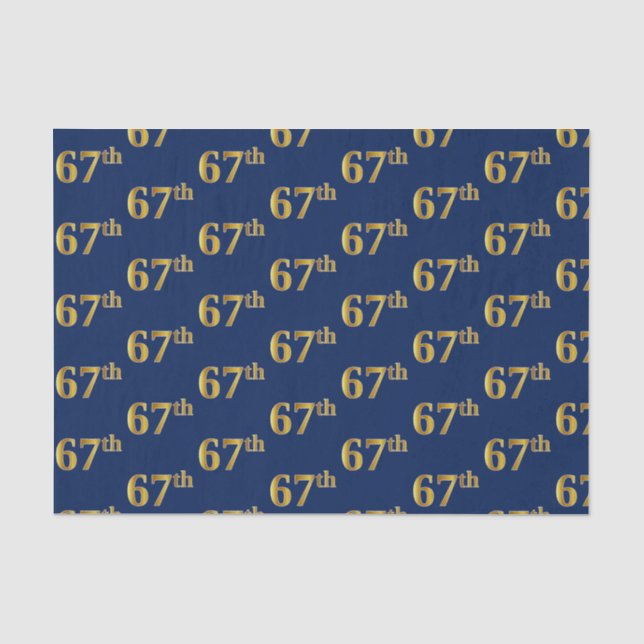 Blue, Faux Gold 67th (Sixty-Seventh) Event Tissue Paper (Front)