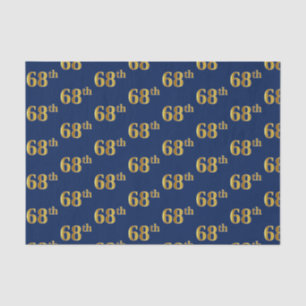 Blue, Faux Gold 68th (Sixty-Eighth) Event Tissue Paper