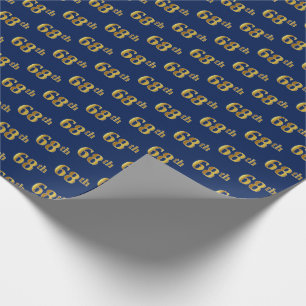 Blue, Faux Gold 68th (Sixty-Eighth) Event Wrapping Paper